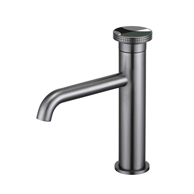 Gunmetal Gray Brass Basin Faucet for Single Hole Bathroom Sink