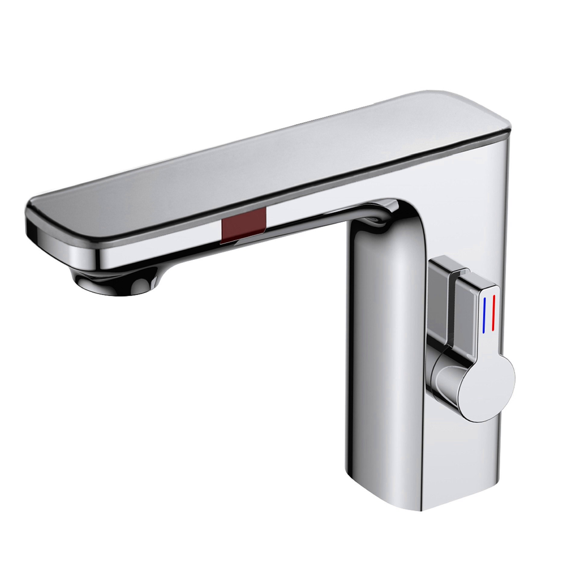 Silver Touchless Sensor Bathroom Faucet with Manual Temperature Control