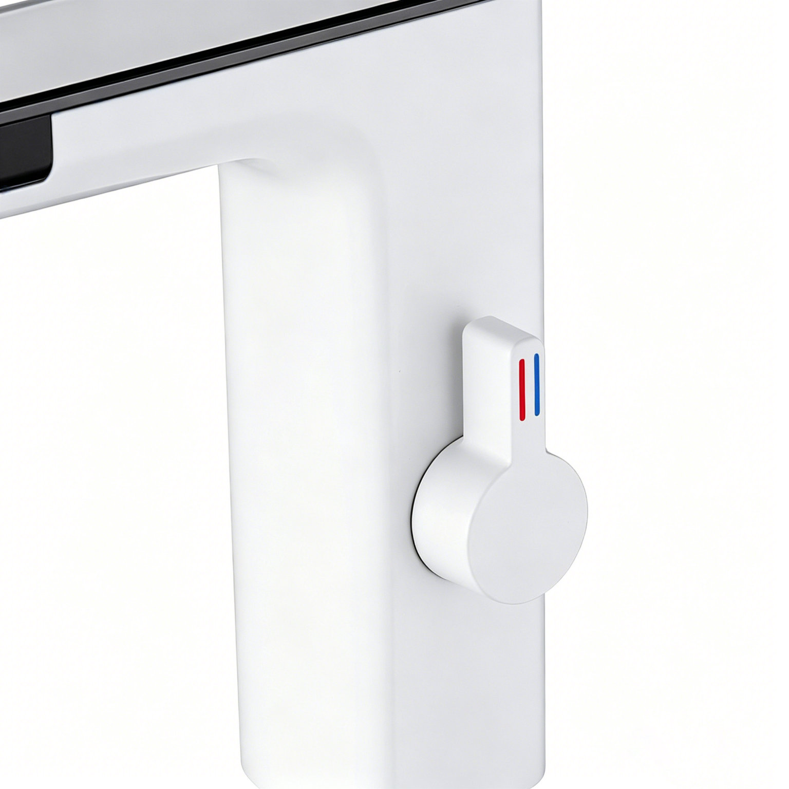 White Touchless Sensor Bathroom Faucet with Manual Temperature Control - Image 3