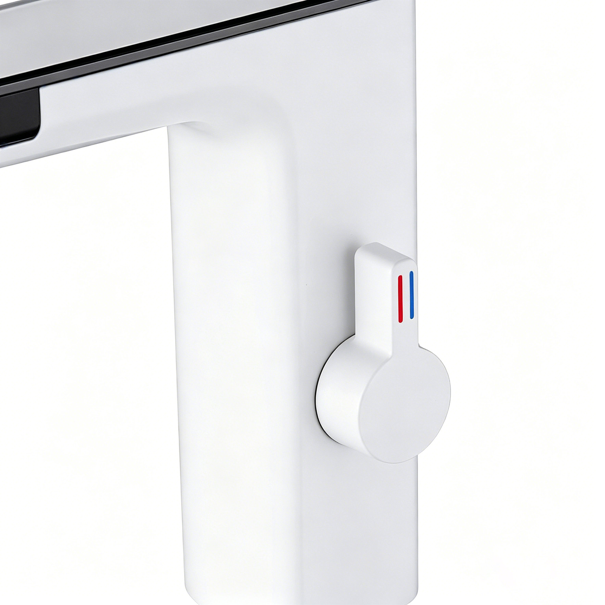 White Touchless Sensor Bathroom Faucet with Manual Temperature Control - Image 4